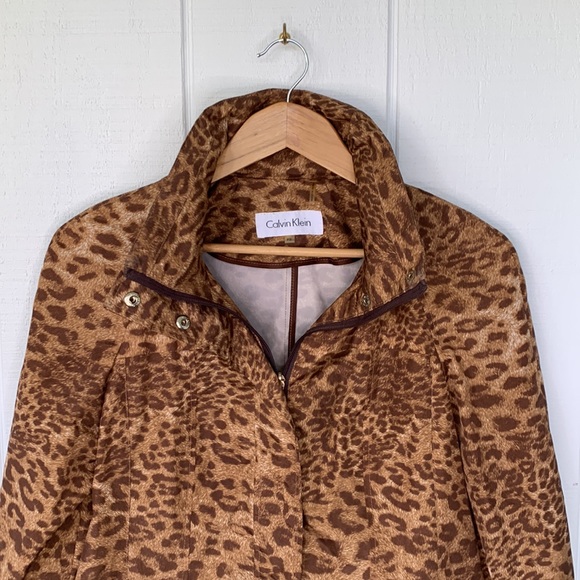 Leopard Print Raincoat with Packable Hood and Gold Zipper / Snap Accents - Picture 3 of 5